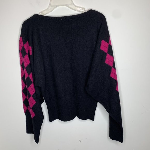 Jaeger Womens 97cm 38in Black/Pink 100% Cashmere Long Sleeve Sweater - Picture 4 of 6